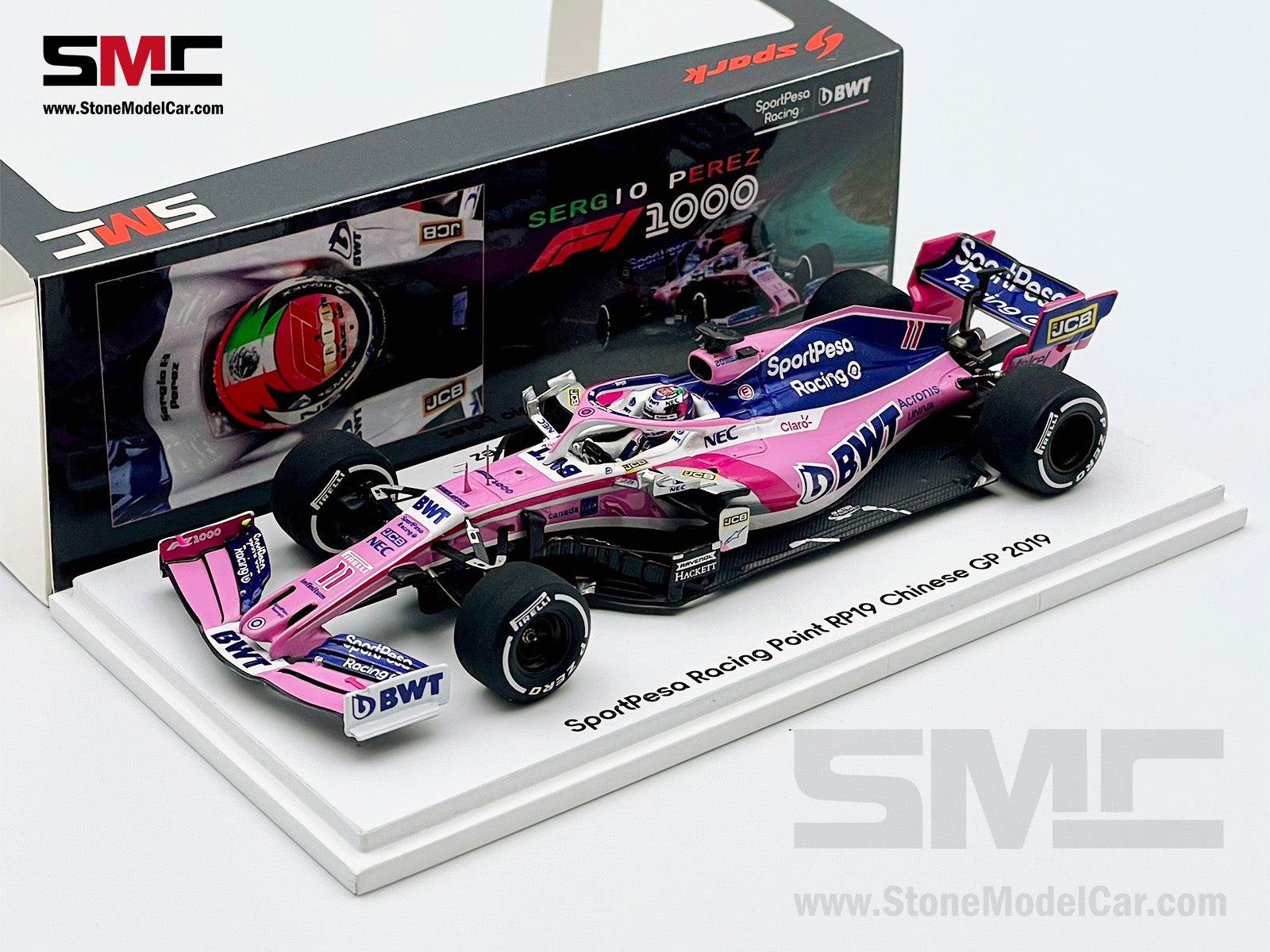 1:43 Spark BWT Racing Point RP19 #11 Sergio Perez Chinese GP 2019 F1 1000th  GP