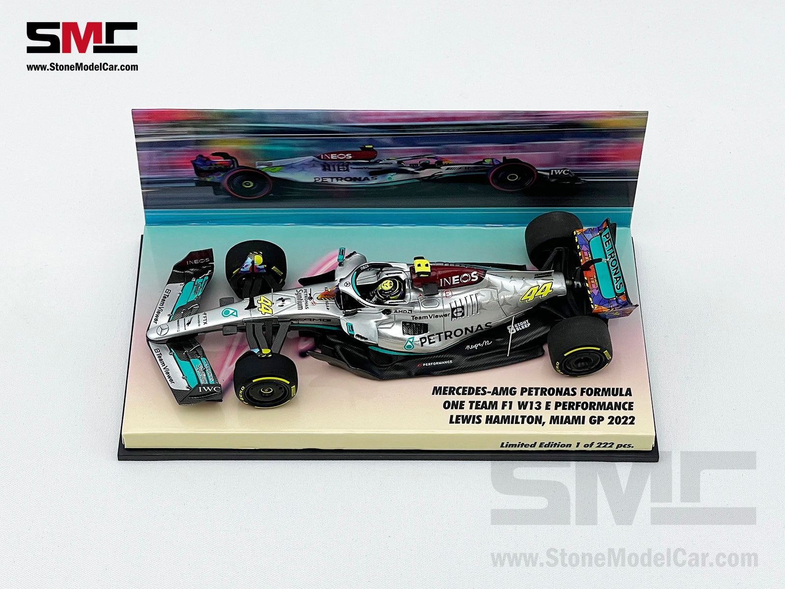 2022 Mercedes F1 W13 #44 Lewis Hamilton USA Miami GP Special Livery 1:43  MINICHAMPS