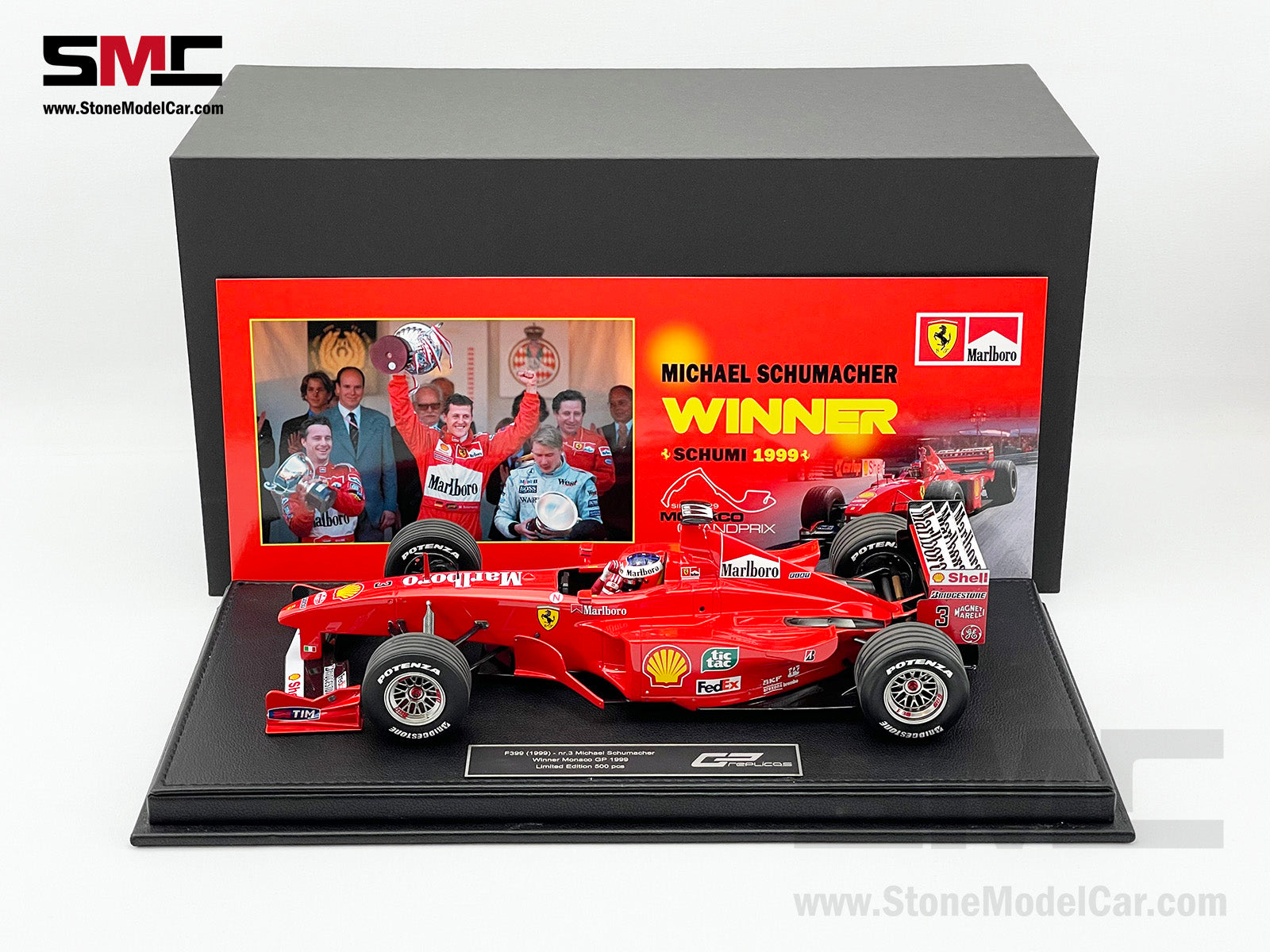 Ferrari F1 F399 #3 Michael Schumacher Monaco GP Winner 1999 1:18 GP  REPLICAS with Driver & Decal
