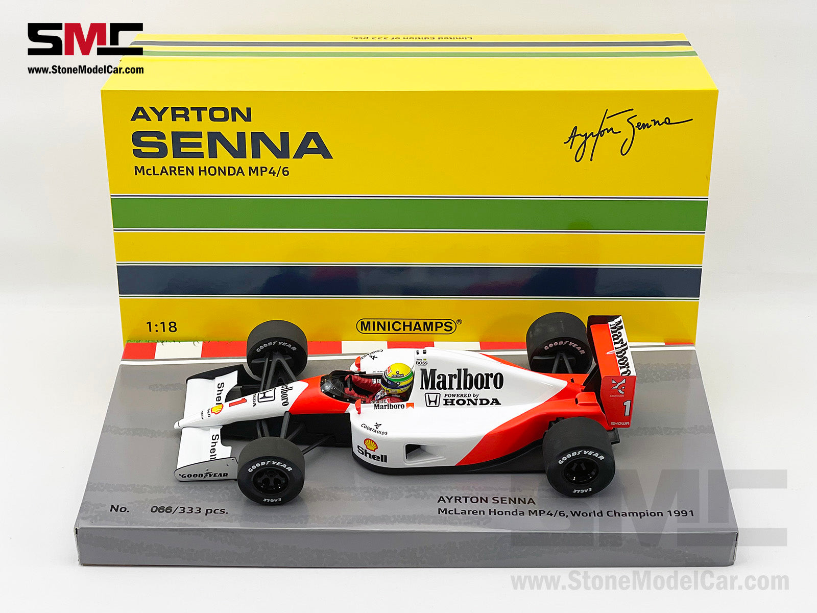 Mclaren F1 MP4/6 #1 Ayrton Senna 1991 World Champion 1:18 MINICHAMPS with  Decal