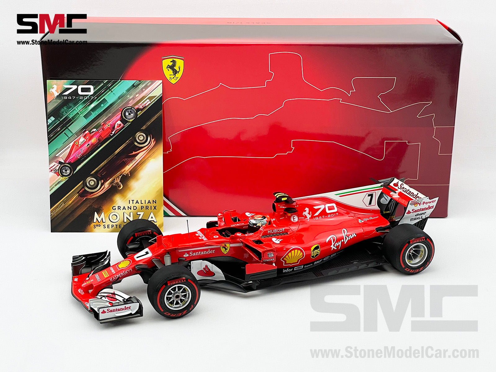 BBR 1:18 Ferrari F1 SF70H #7 Kimi Raikkonen Italy GP Monza 2017 70th  Anniversary