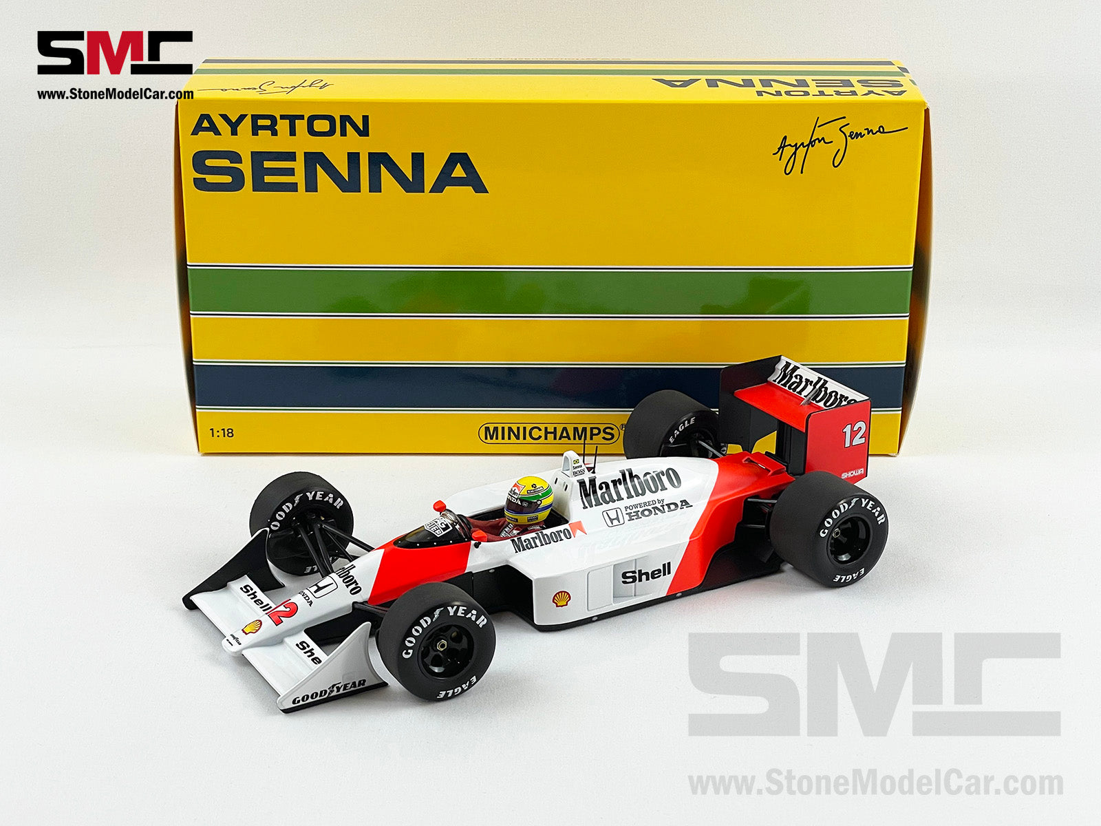 Mclaren F1 MP4/4 Ayrton Senna Japan 1988 World Champion 1:18 MINICHAMPS  with Decal