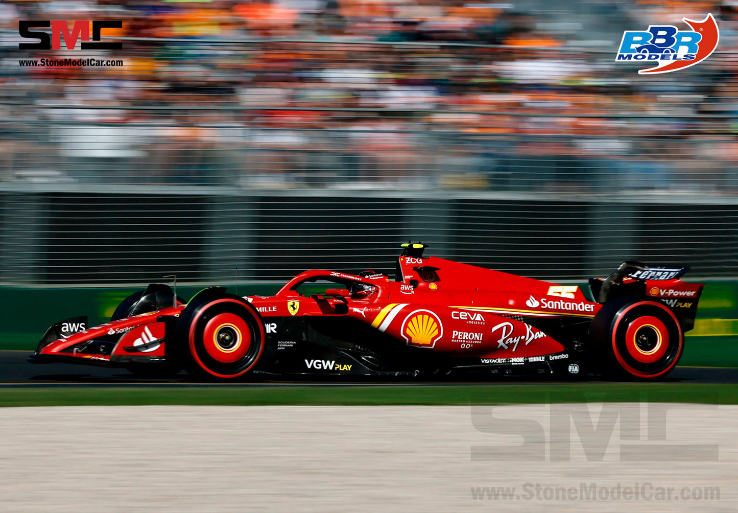 [Pre-Order] Ferrari F1 SF-24 #55 Carlos Sainz Australia GP Winner 2024 BBR 1:18 Polifoam Packaging