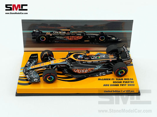 2022 Mclaren F1 MCL36 #28 Oscar Piastri Abu Dhabi GP Test Special Livery 1:43 MINICHAMPS