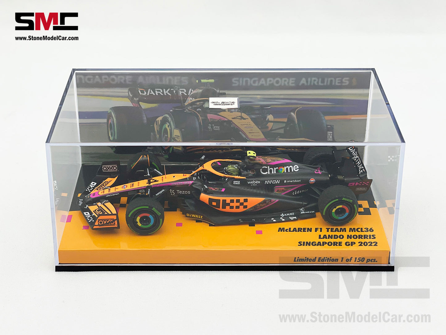 2022 Mclaren F1 MCL36 #4 Lando Norris Singapore GP 4th Special Livery 1:43 MINICHAMPS