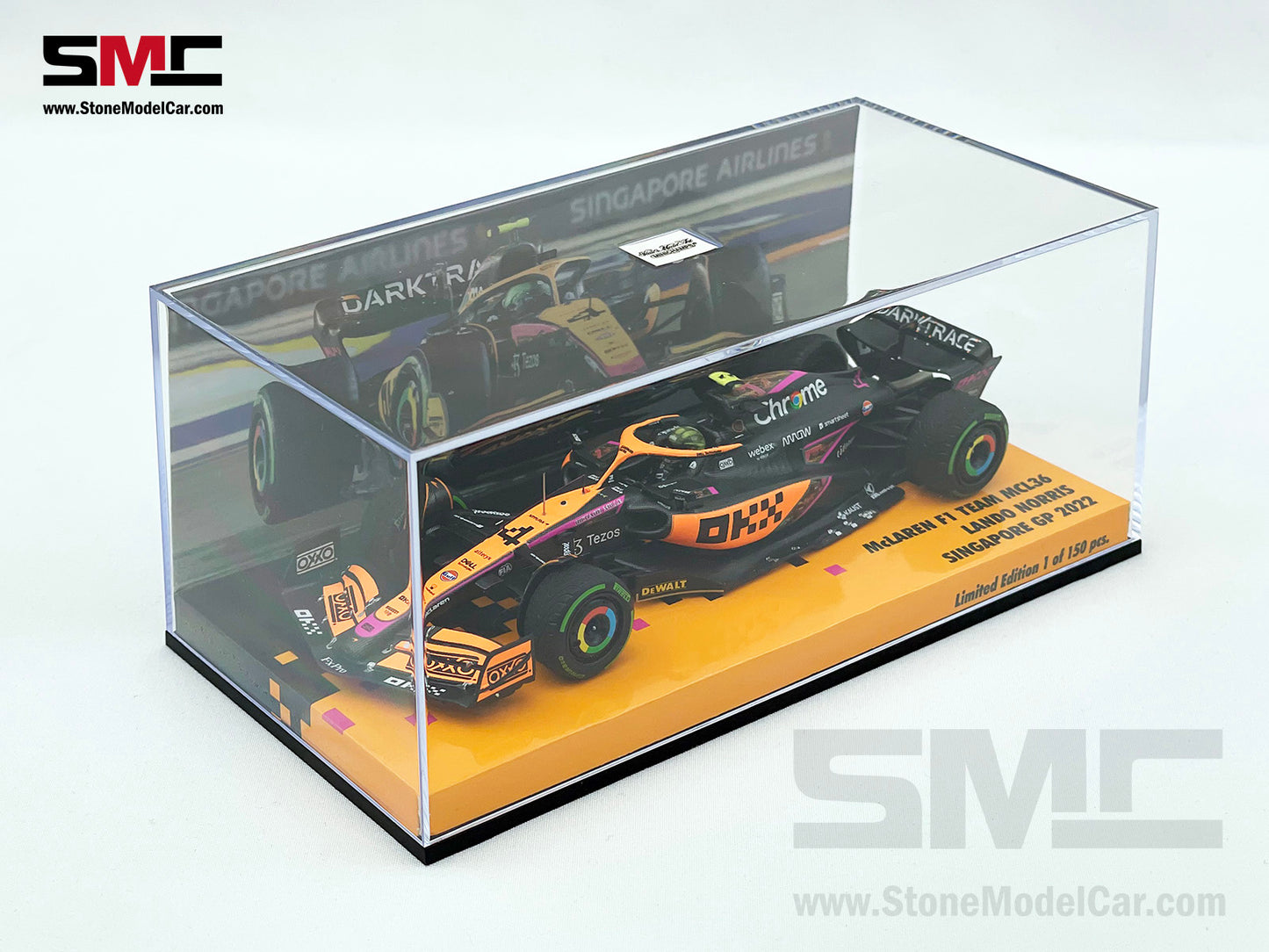 2022 Mclaren F1 MCL36 #4 Lando Norris Singapore GP 4th Special Livery 1:43 MINICHAMPS