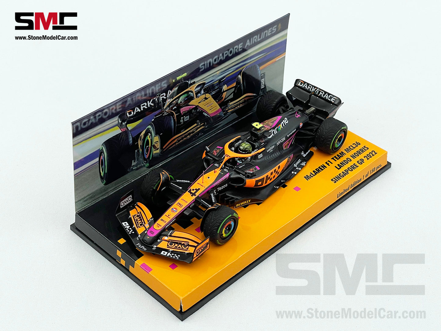 2022 Mclaren F1 MCL36 #4 Lando Norris Singapore GP 4th Special Livery 1:43 MINICHAMPS