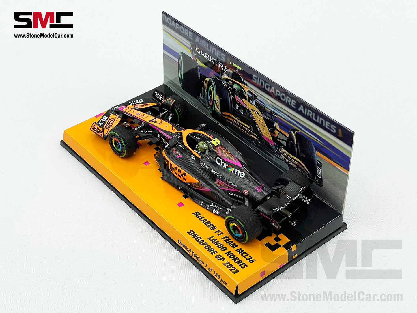 2022 Mclaren F1 MCL36 #4 Lando Norris Singapore GP 4th Special Livery 1:43 MINICHAMPS