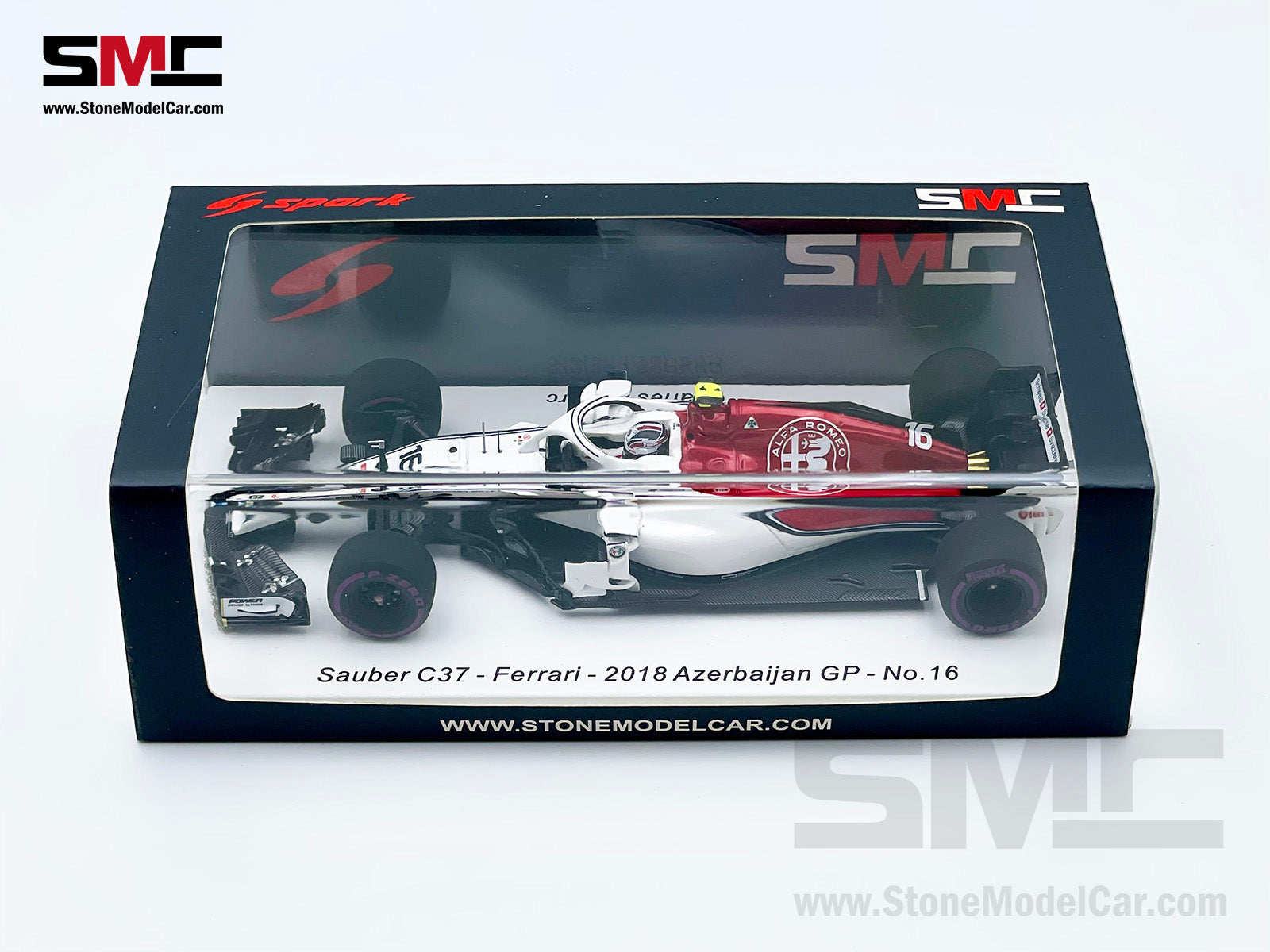 1:43 Spark Alfa Romeo C37 #16 Charles Leclerc Azerbaijan 6th 2018 1st F1  Point