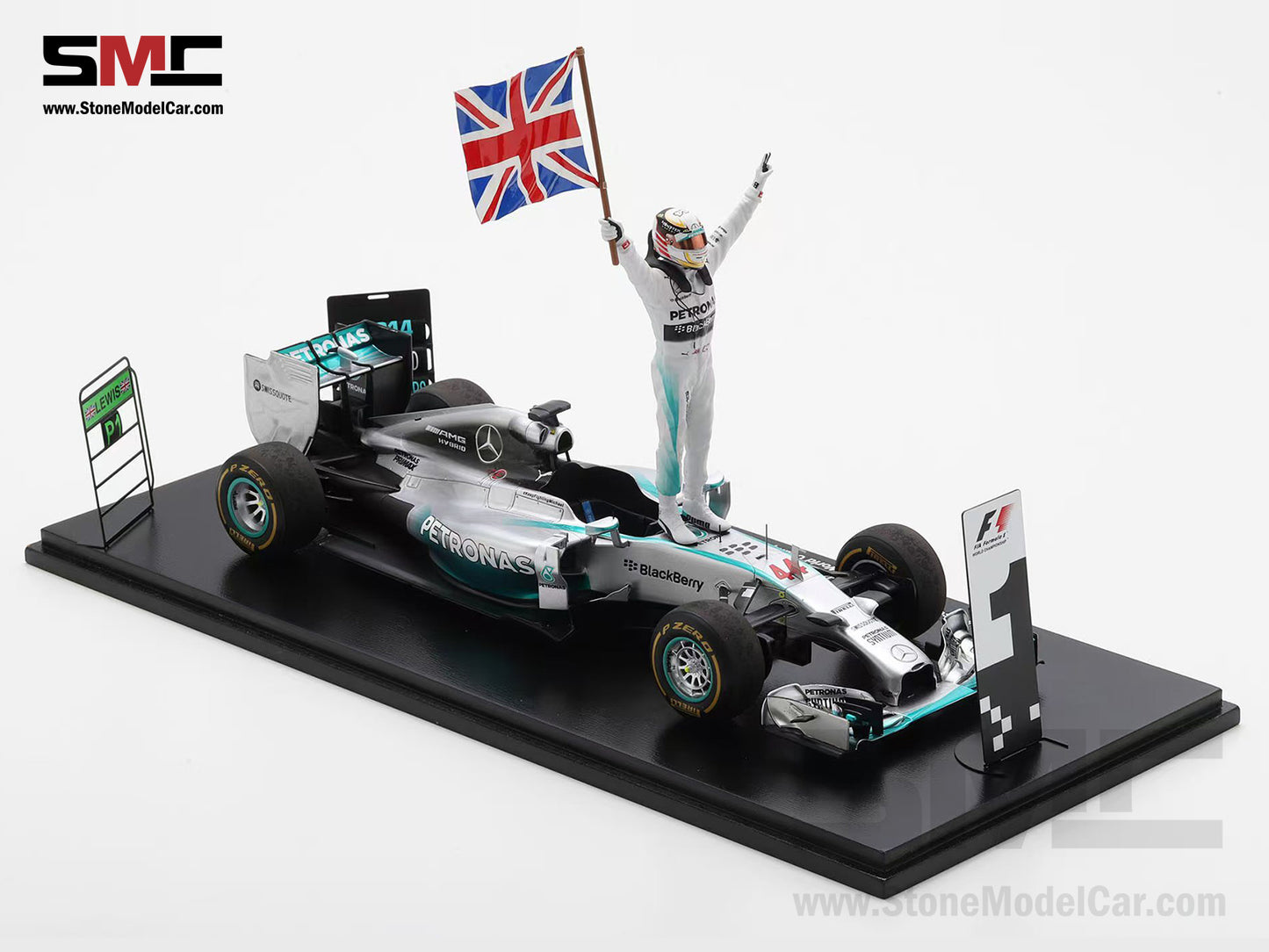 [Pre-Order] 2014 2x World Champion Mercedes F1 W05 #44 Lewis Hamilton Abu Dhabi GP 1:18 Spark with Figure