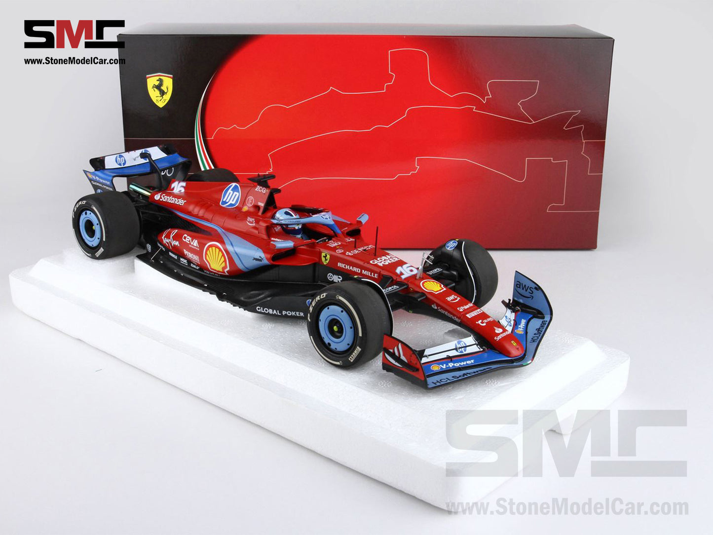 [Pre-Order] Ferrari F1 SF-24 #16 Charles Leclerc USA Miami GP 2024 BBR 1:18 Polifoam Packaging