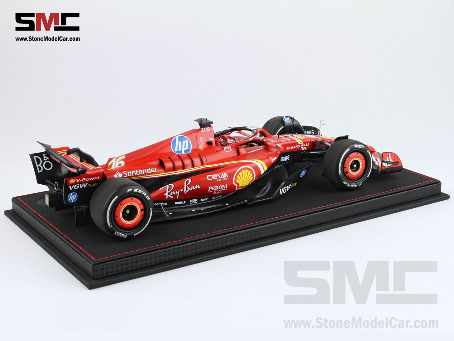 [Pre-Order] Ferrari F1 SF-24 #16 Charles Leclerc Winner Monaco GP 2024 BBR 1:18 with Leather Base