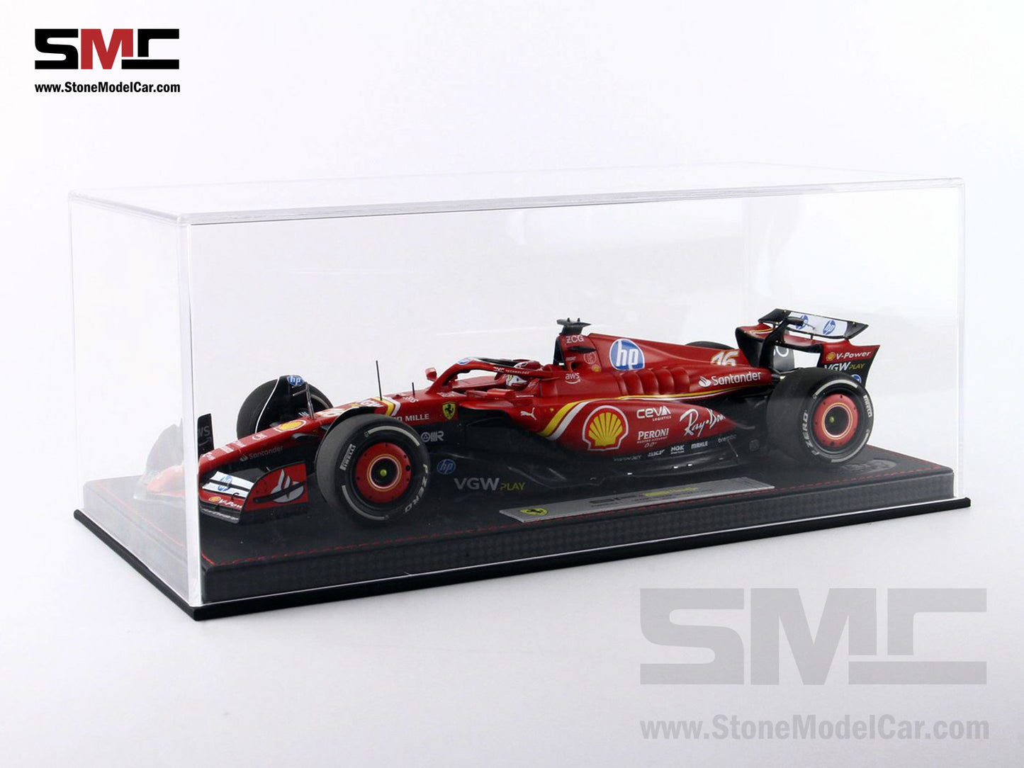 [Pre-Order] Ferrari F1 SF-24 #16 Charles Leclerc Winner Monaco GP 2024 BBR 1:18 with Leather Base