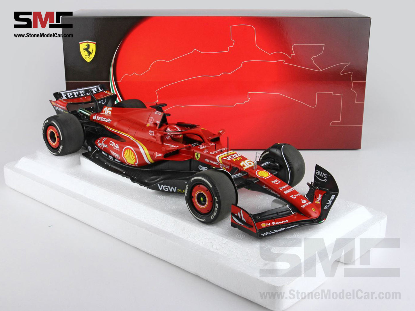 [Pre-Order] Ferrari F1 SF-24 #16 Charles Leclerc Australia GP 2024 BBR 1:18 Polifoam Packaging