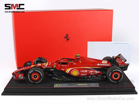 [Pre-Order] Ferrari F1 SF-24 #55 Carlos Sainz Australia GP Winner 2024 BBR 1:18 with Leather Base