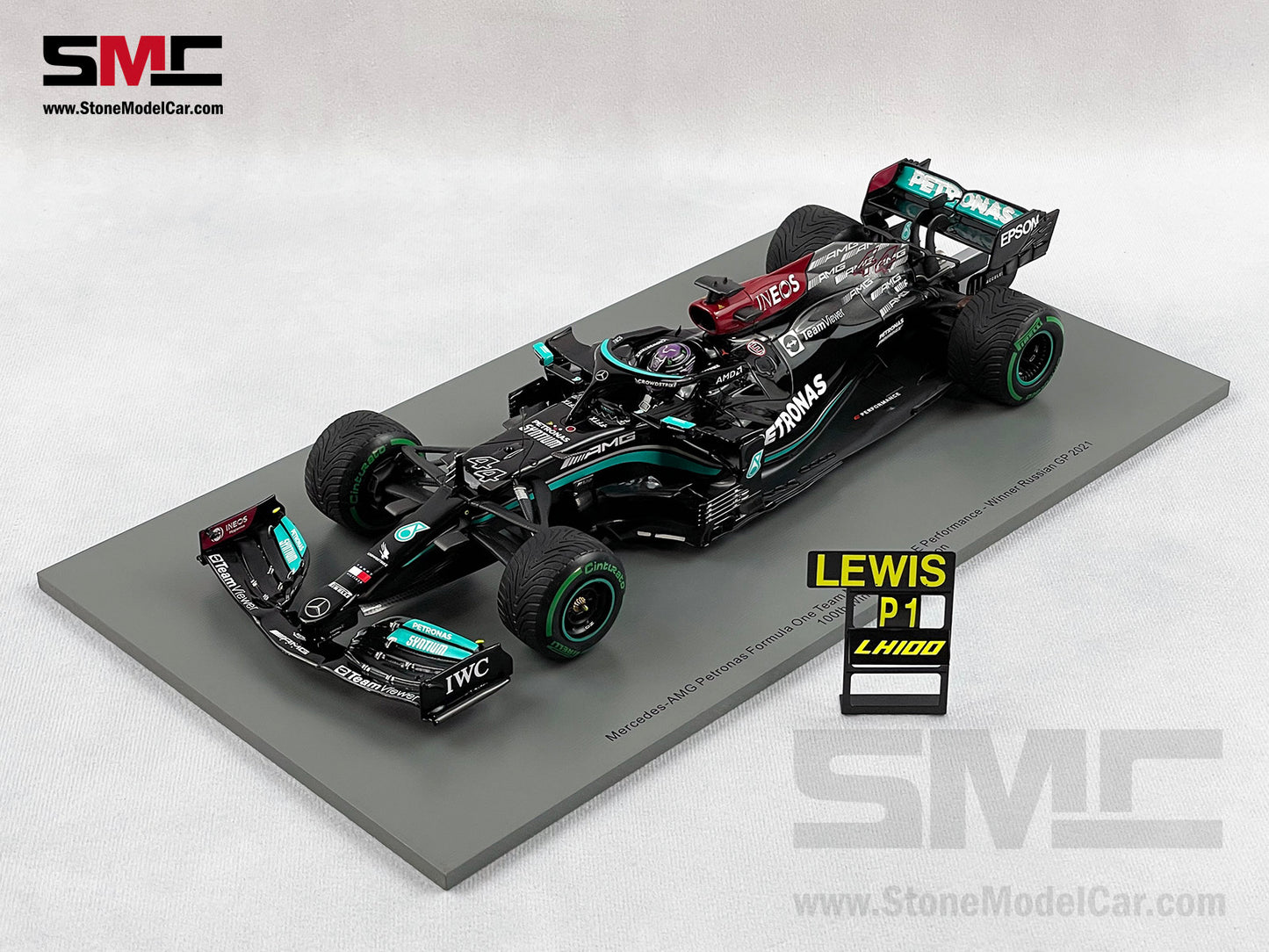 2021 Spark 1:18 Mercedes F1 W12 #44 Lewis Hamilton Russia 100th GP Winner 18S604