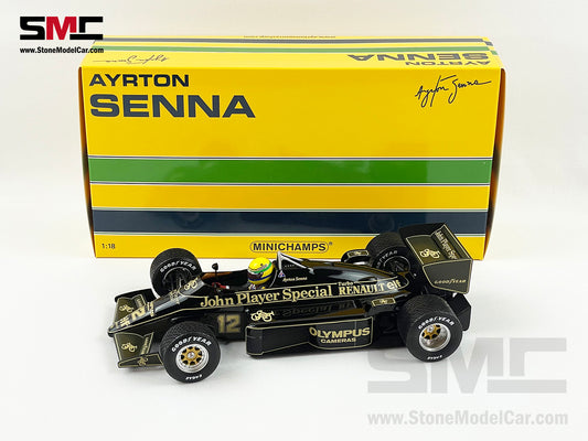 Lotus F1 97T #12 Ayrton Senna Portugal GP 1985 1st Career Win 1:18 MINICHAMPS with Decal