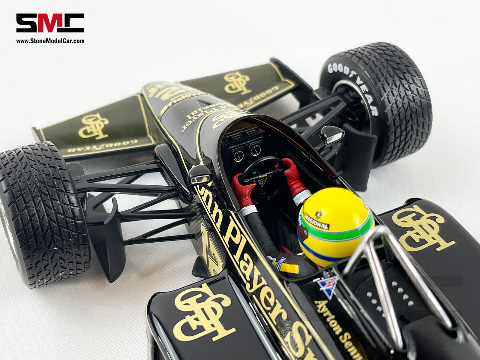 Lotus F1 97T #12 Ayrton Senna Portugal GP 1985 1st Career Win 1:18  MINICHAMPS with Decal