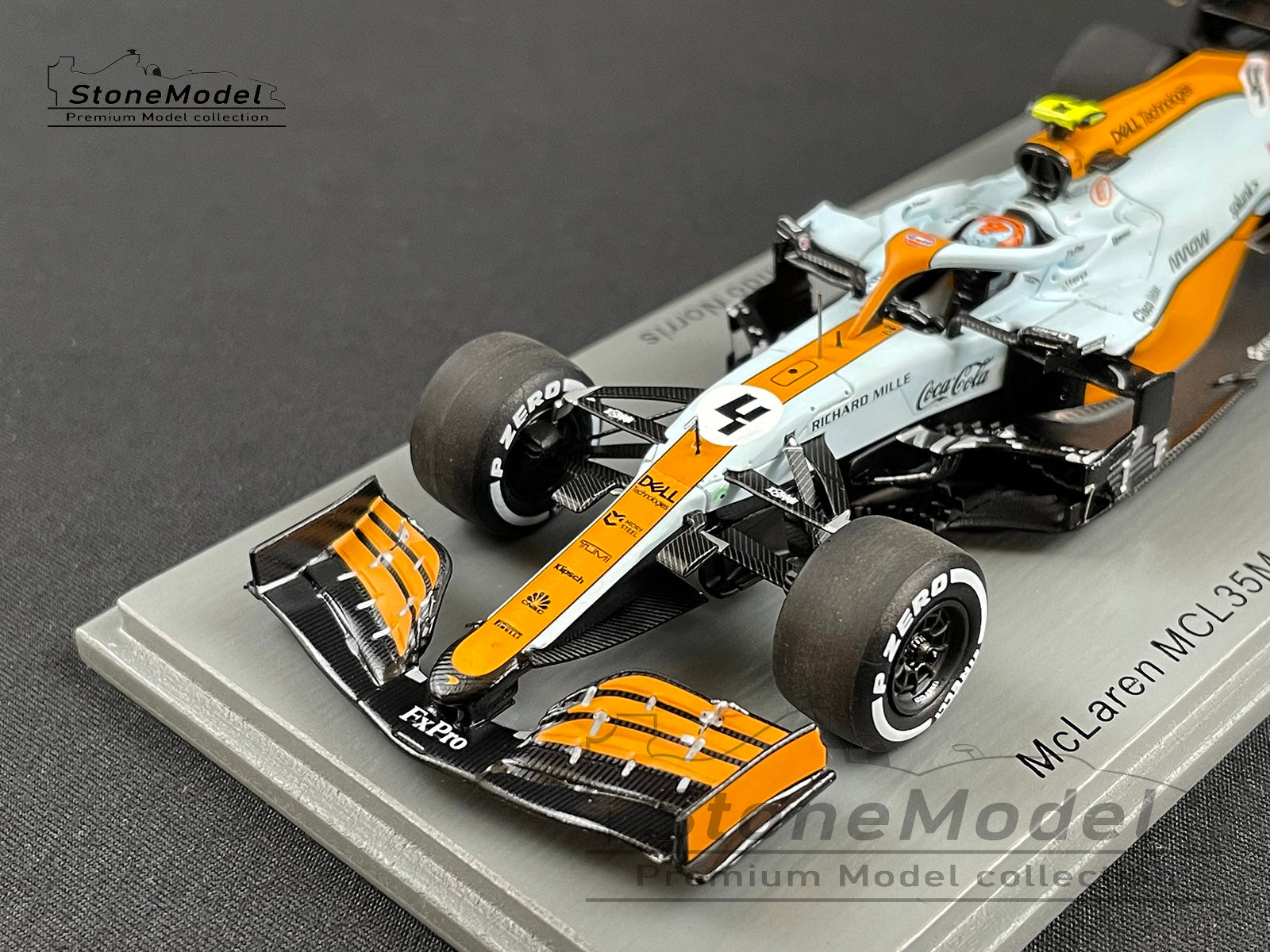 Mclaren F1 MCL35M 4 Lando Norris Monaco 2021 Spark 1:43 + Decal &  Background Card