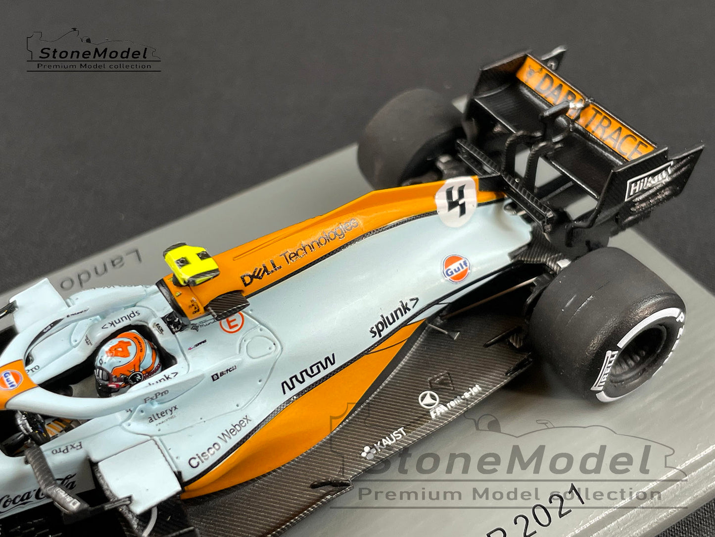 Mclaren F1 MCL35M 4 Lando Norris Monaco 2021 Spark 1:43 + Decal & Background Card