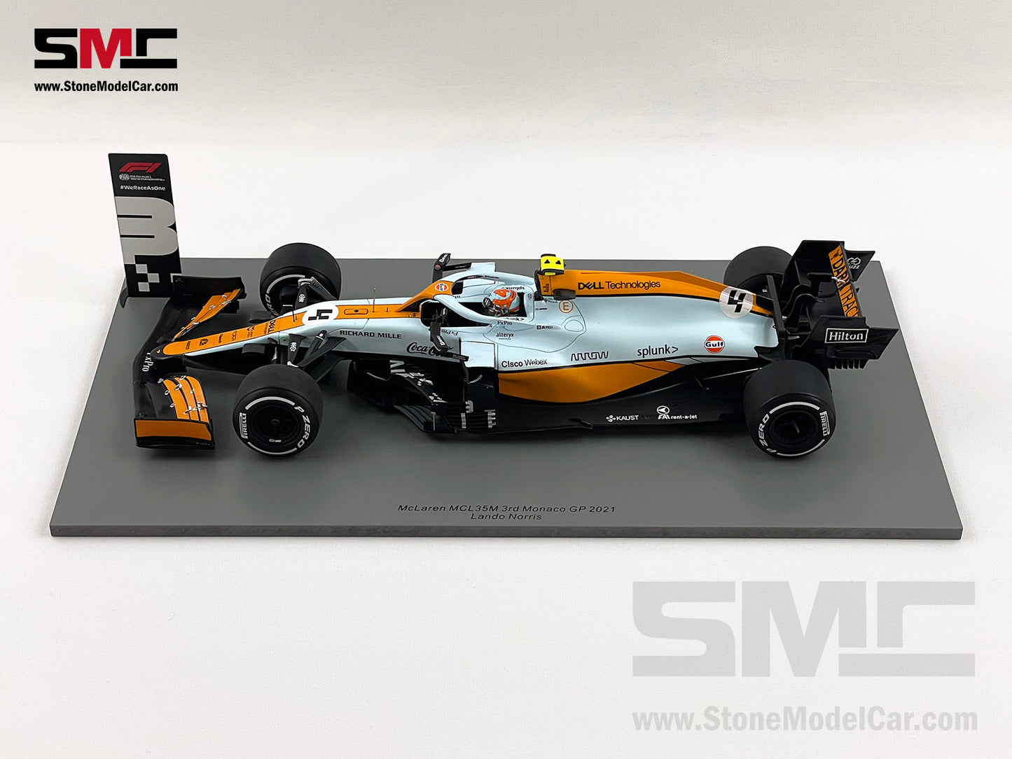 2021 Spark 1:18 Mclaren F1 MCL35M #4 Lando Norris Monaco GP Podium Gulf Livery 18S597