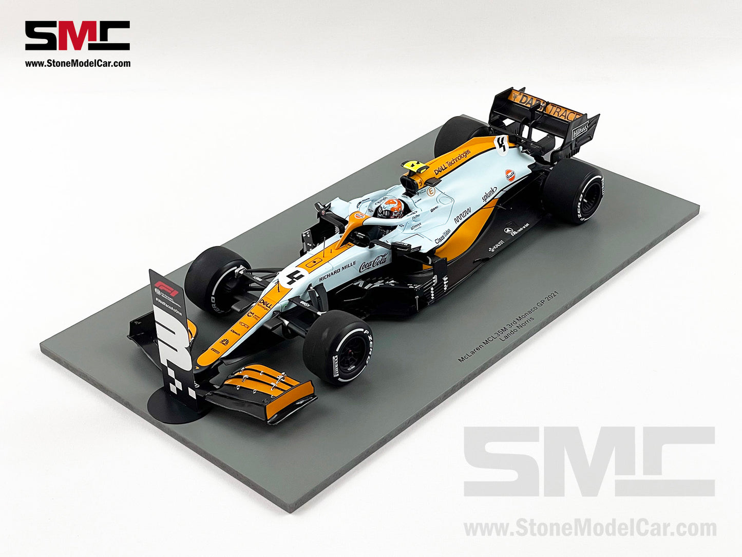 2021 Spark 1:18 Mclaren F1 MCL35M #4 Lando Norris Monaco GP Podium Gulf Livery 18S597