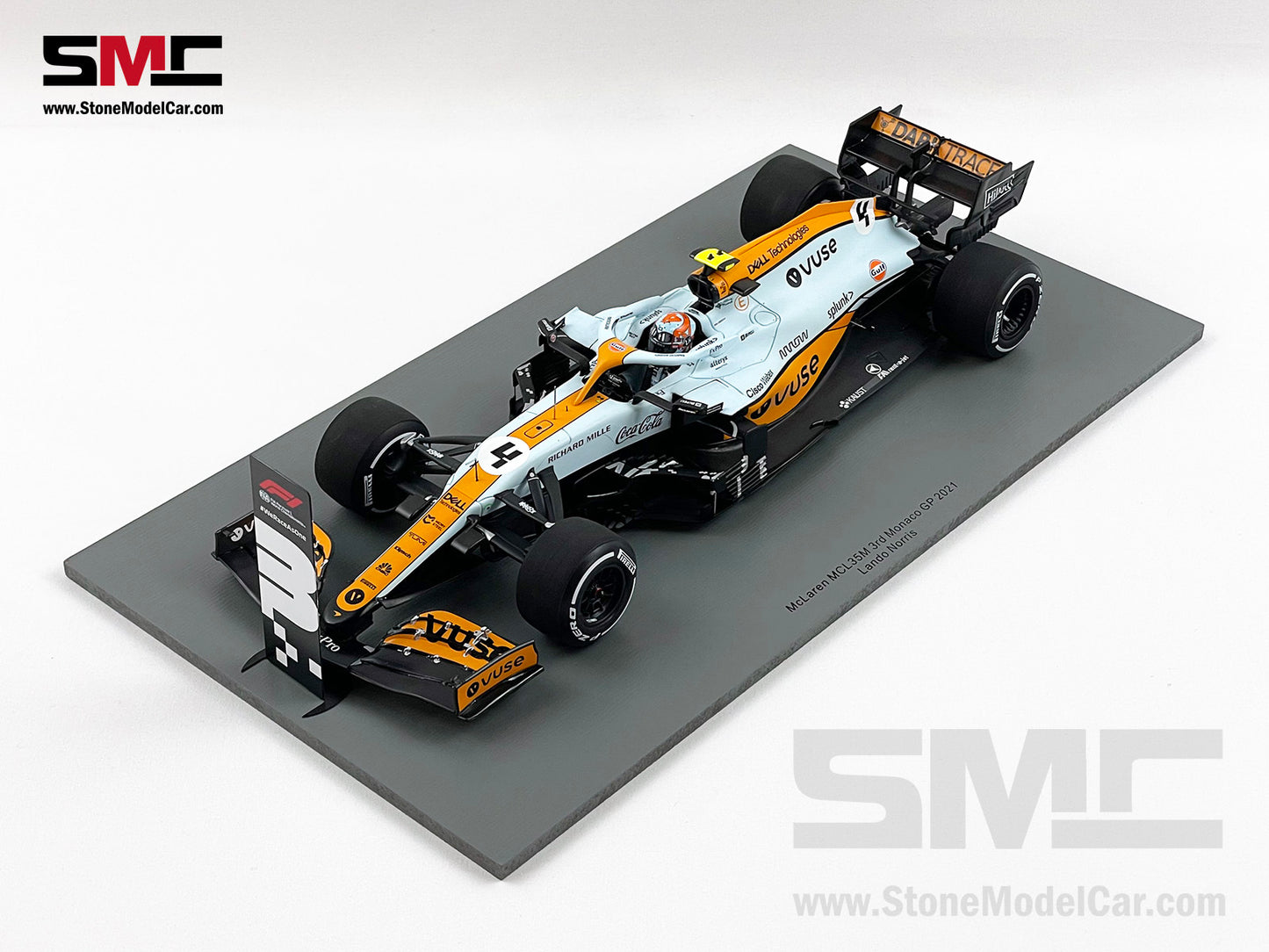 2021 Spark 1:18 Mclaren F1 MCL35M #4 Lando Norris Monaco GP Podium Gulf Livery with Decal