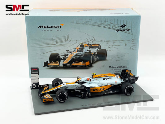 2021 Spark 1:18 Mclaren F1 MCL35M #4 Lando Norris Monaco GP Podium Gulf Livery with Decal