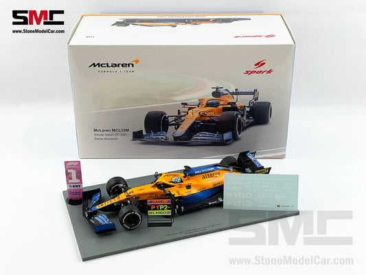 2021 Spark 1:18 Mclaren F1 MCL35M #3 Daniel Ricciardo Italy Monza Winner 18S602 + VELO Decal