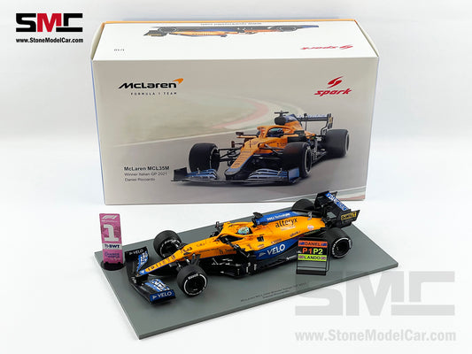 2021 Spark 1:18 Mclaren F1 MCL35M #3 Daniel Ricciardo Italy Monza Winner with VELO Decal