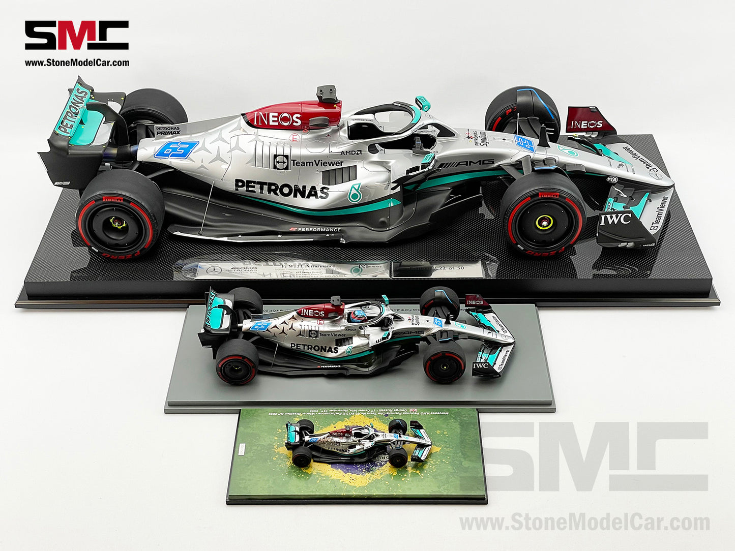 Amalgam Collection 1:8 Mercedes F1 W13 #63 George Russell Brazil GP Winner 2022 1st Career Win