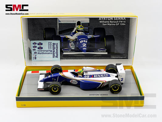 Williams Renault F1 FW16 #2 Ayrton Senna San Marino GP 1994 1:18 MINICHAMPS + Decal