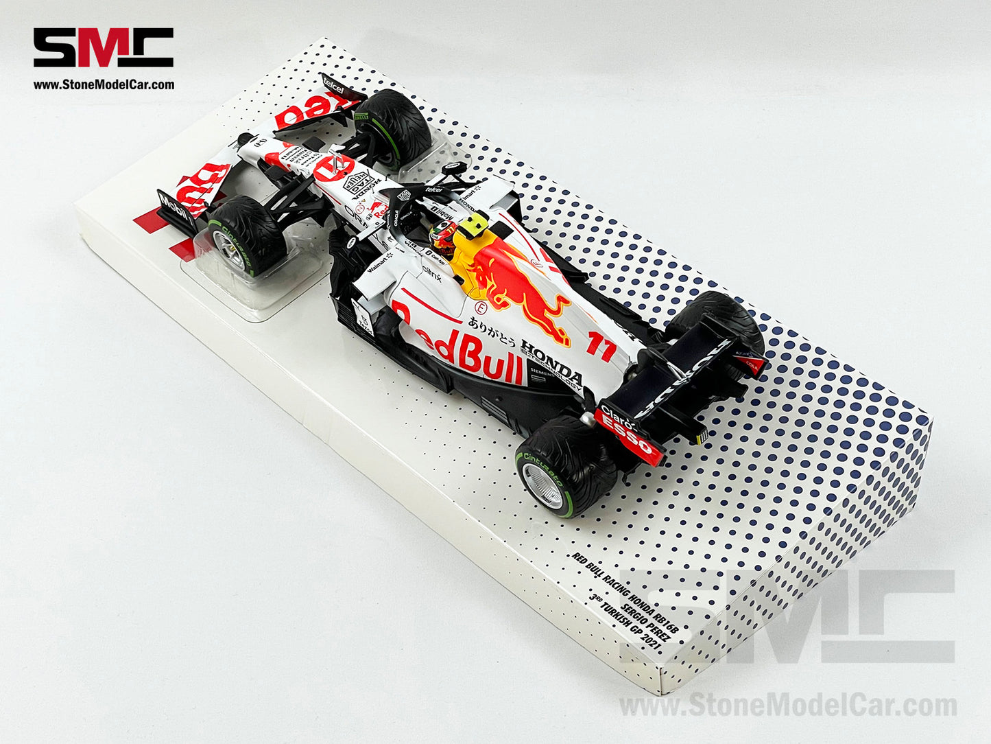 Red Bull F1 RB16B #11 Sergio Perez Turkish 2021 Special Livery 1:18 Minichamps Gift Box