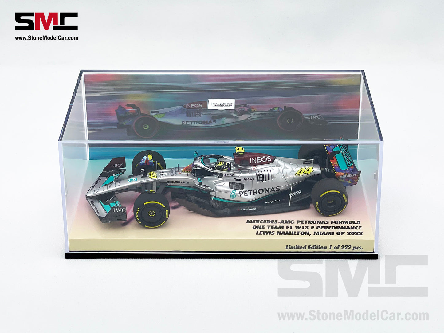 2022 Mercedes F1 W13 #44 Lewis Hamilton USA Miami GP Special Livery 1:43 MINICHAMPS