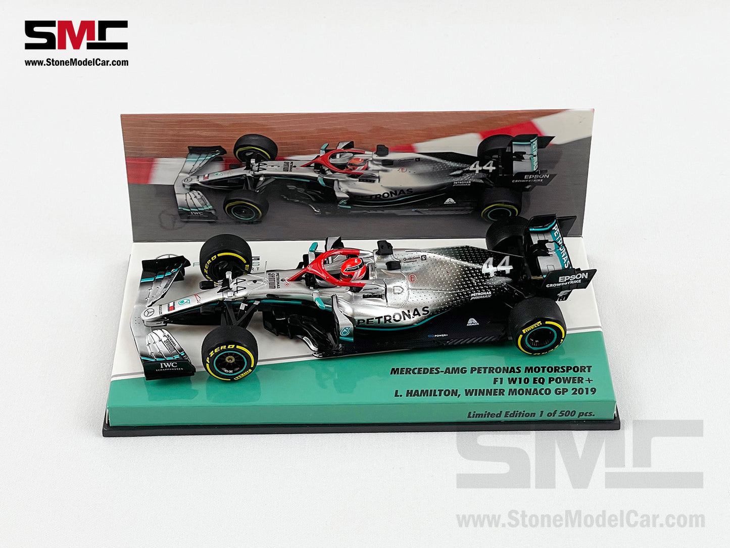 2019 6x World Champion Mercedes F1 W10 #44 Lewis Hamilton Monaco GP Special Livery 1:43 MINICHAMPS