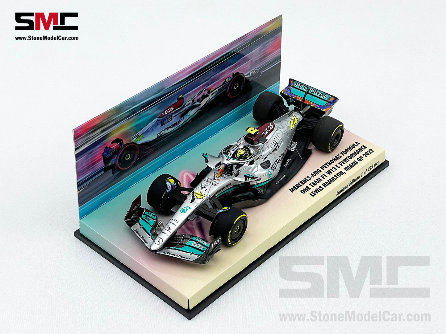 2022 Mercedes F1 W13 #44 Lewis Hamilton USA Miami GP Special Livery 1:43 MINICHAMPS