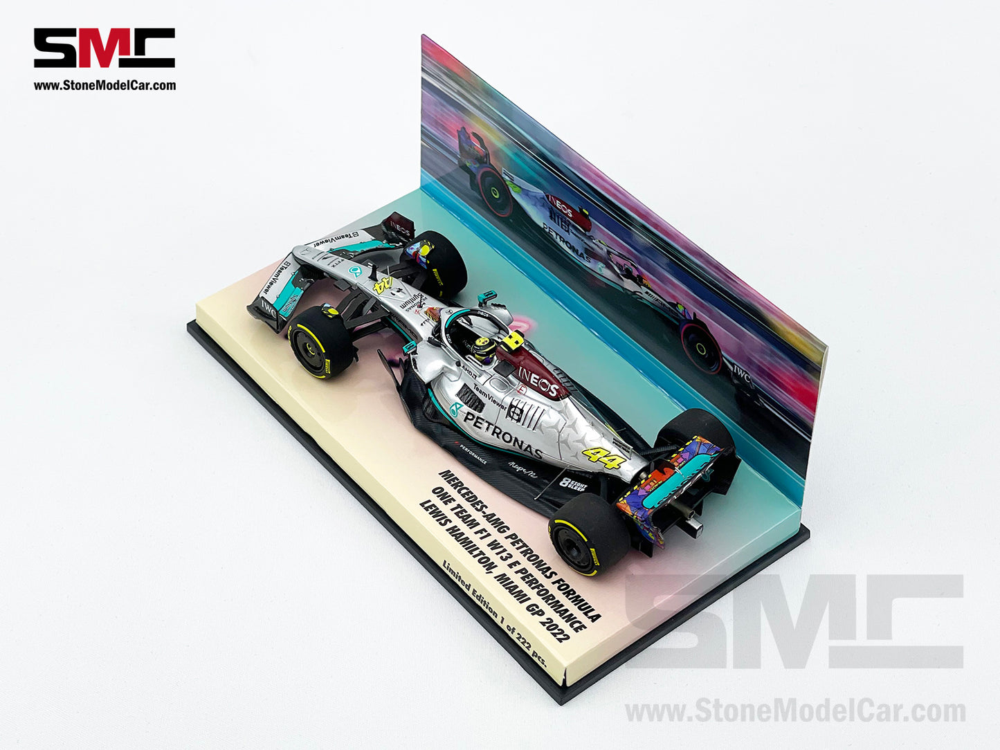 2022 Mercedes F1 W13 #44 Lewis Hamilton USA Miami GP Special Livery 1:43 MINICHAMPS