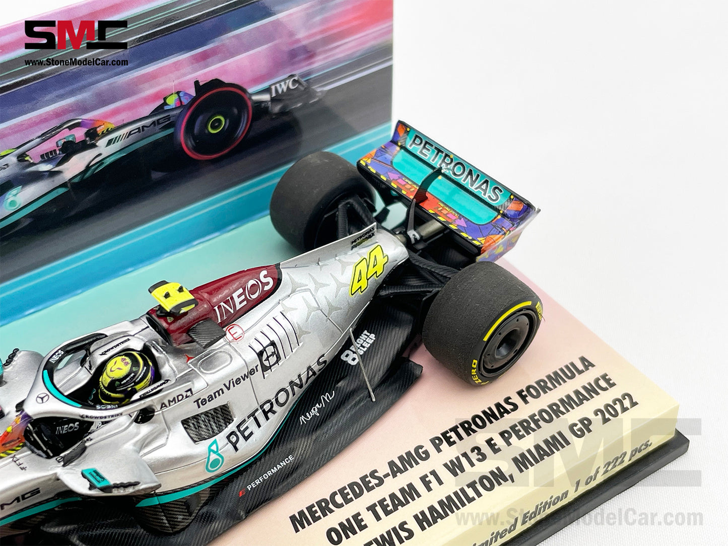 2022 Mercedes F1 W13 #44 Lewis Hamilton USA Miami GP Special Livery 1:43 MINICHAMPS