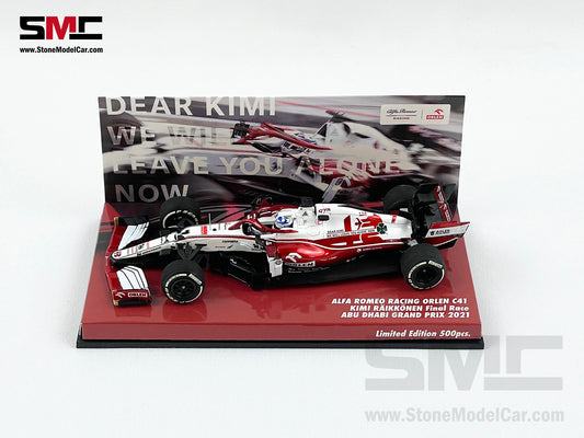 Alfa Romeo Saubar F1 C41 Kimi Raikkonen Abu Dhabi 2021 Last Race 1:43 MINICHAMPS