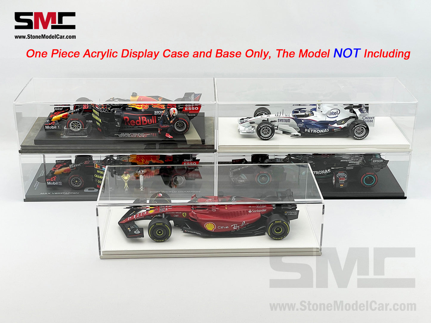 Premium Acrylic Display Cover & Show Case with White Eco-leather Base for 1:18 Car Models