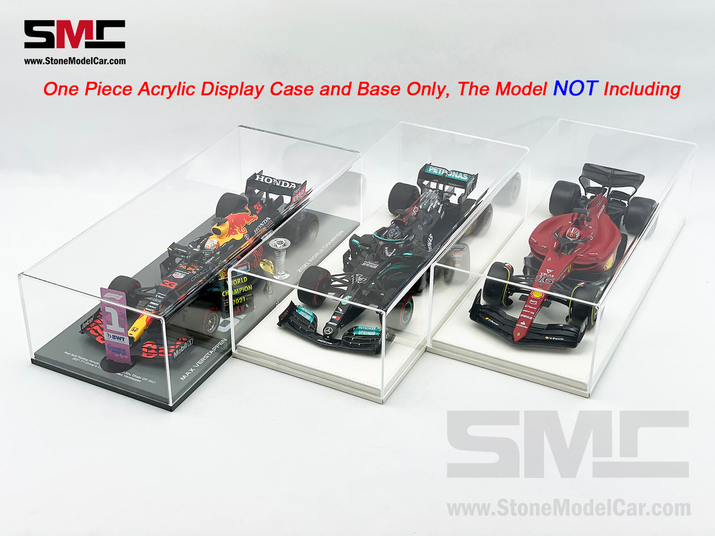 Premium Acrylic Display Cover & Show Case with White Eco-leather Base for 1:18 Car Models
