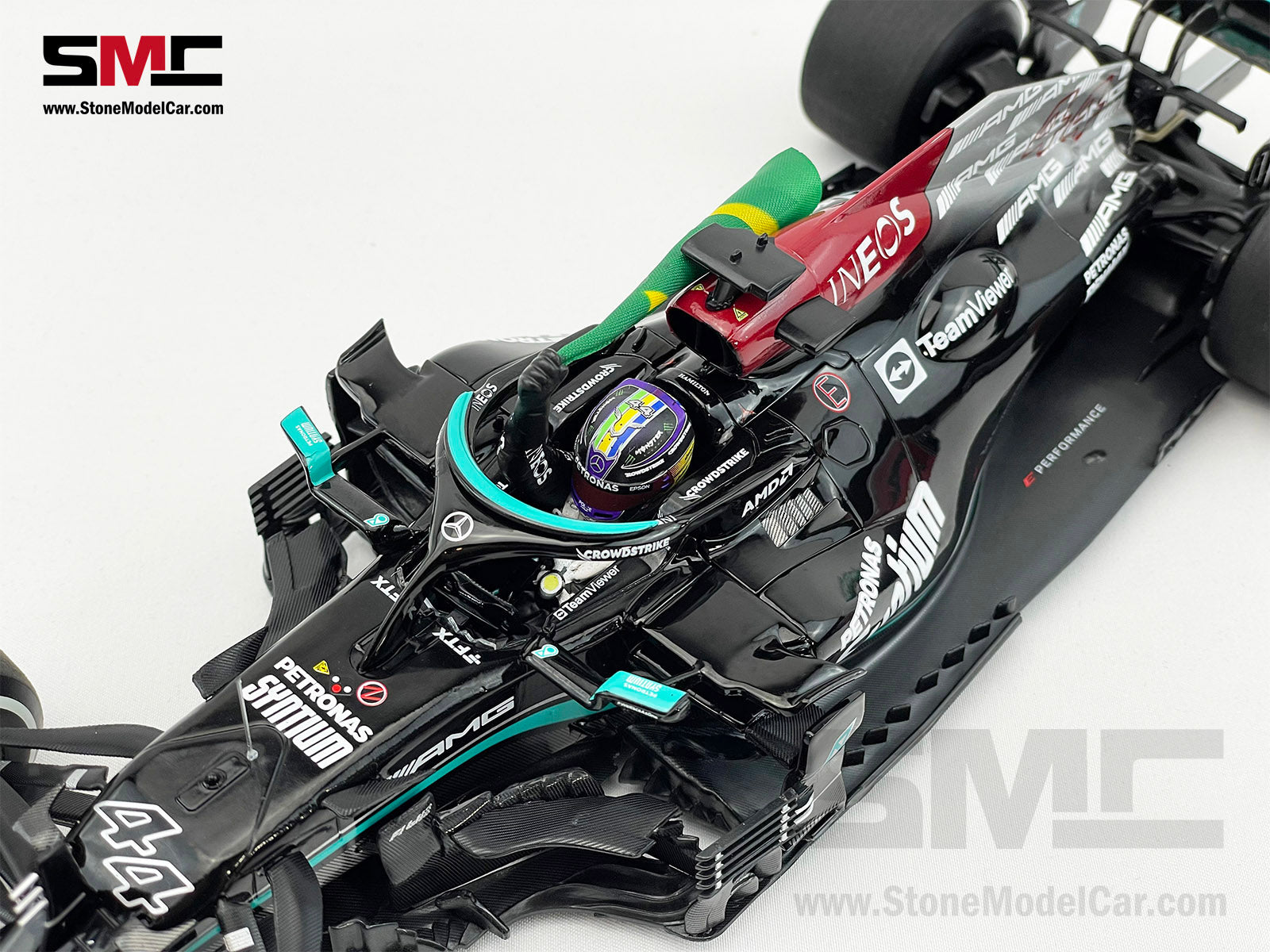 Mercedes AMG F1 W12 #44 Lewis Hamilton Brazil GP 2021 with Flag 1 