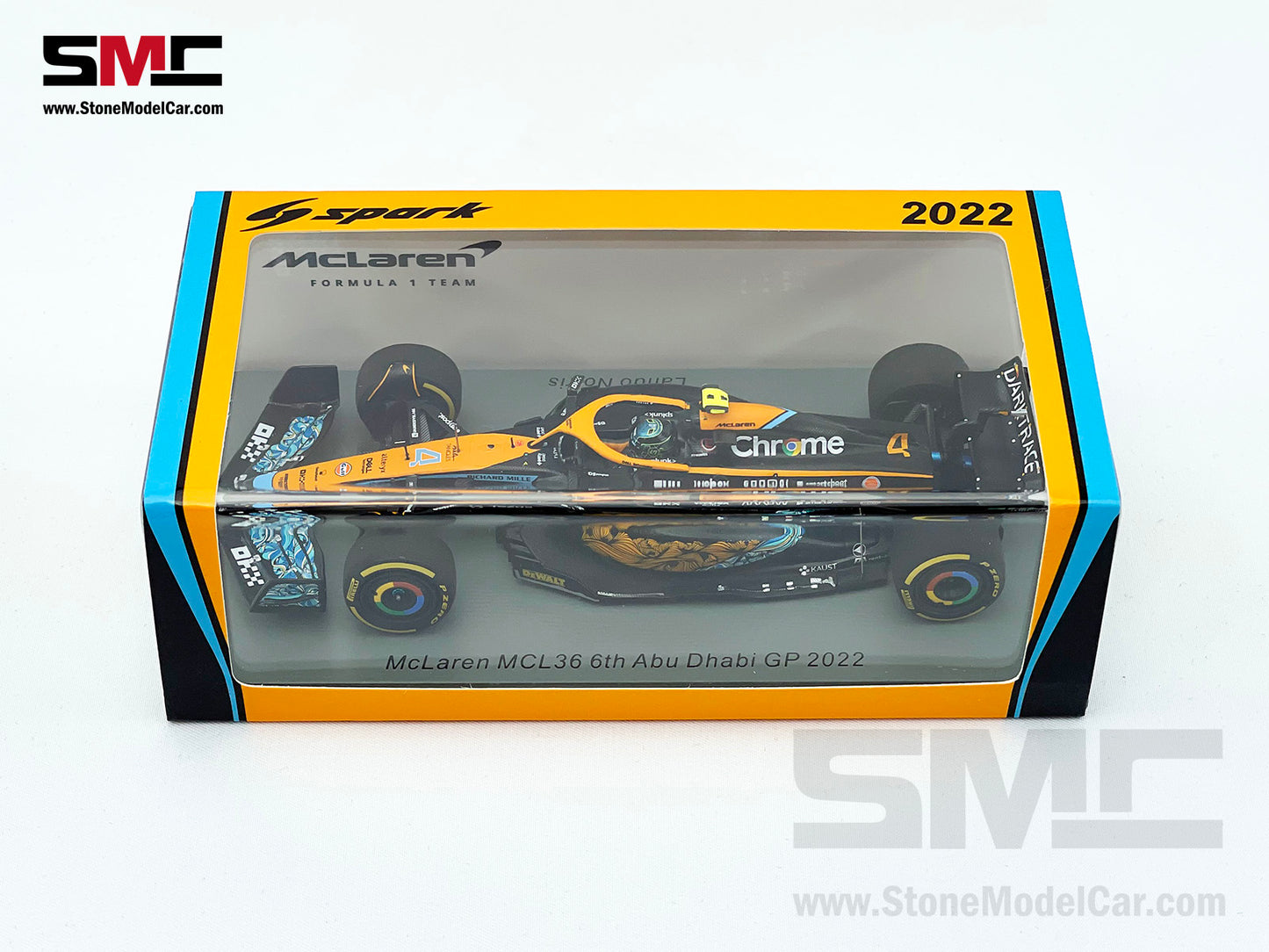 2022 Mclaren F1 MCL36 #4 Lando Norris Abu Dhabi GP 6th Special Livery 1:43 Spark S8554