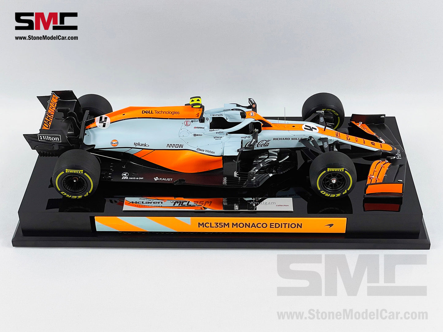 Amalgam Collection 2021 1:18 Mclaren F1 MCL35M #4 Lando Norris Monaco GP Podium Gulf Livery