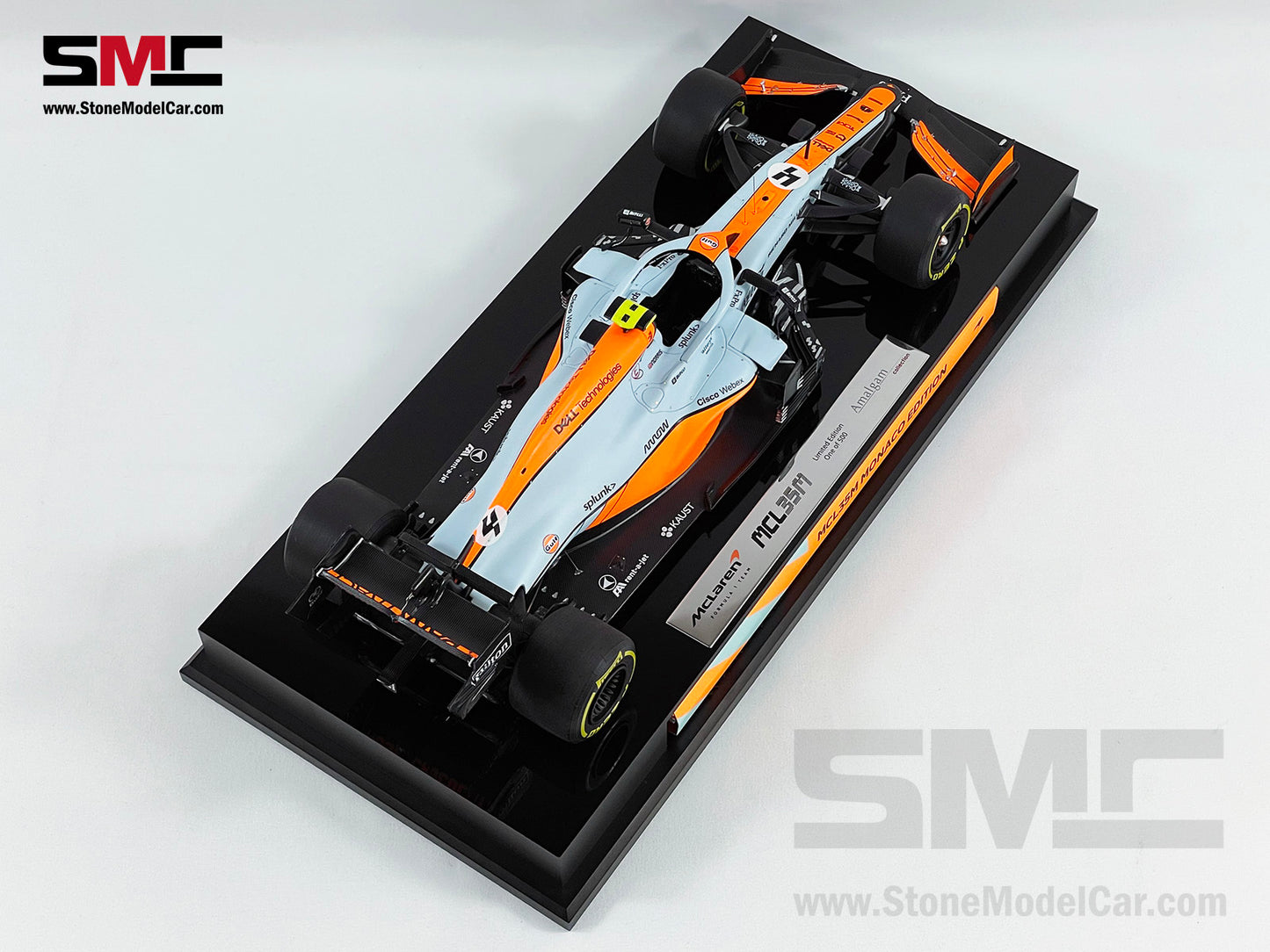 Amalgam Collection 2021 1:18 Mclaren F1 MCL35M #4 Lando Norris Monaco GP Podium Gulf Livery