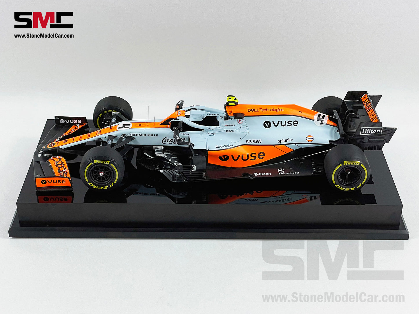 Amalgam Collection 2021 1:18 Mclaren F1 MCL35M #4 Lando Norris Monaco GP Podium Gulf Livery with Decal