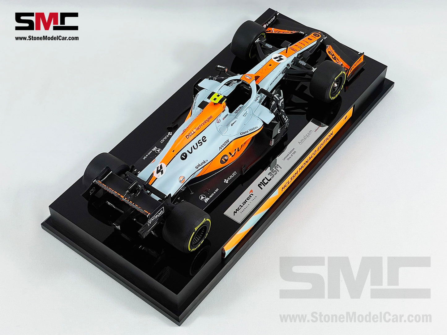 Amalgam Collection 2021 1:18 Mclaren F1 MCL35M #4 Lando Norris Monaco GP Podium Gulf Livery with Decal