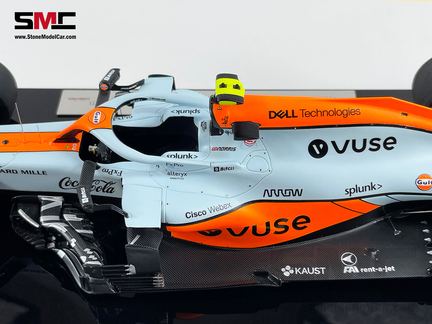 Amalgam Collection 2021 1:18 Mclaren F1 MCL35M #4 Lando Norris Monaco GP Podium Gulf Livery with Decal