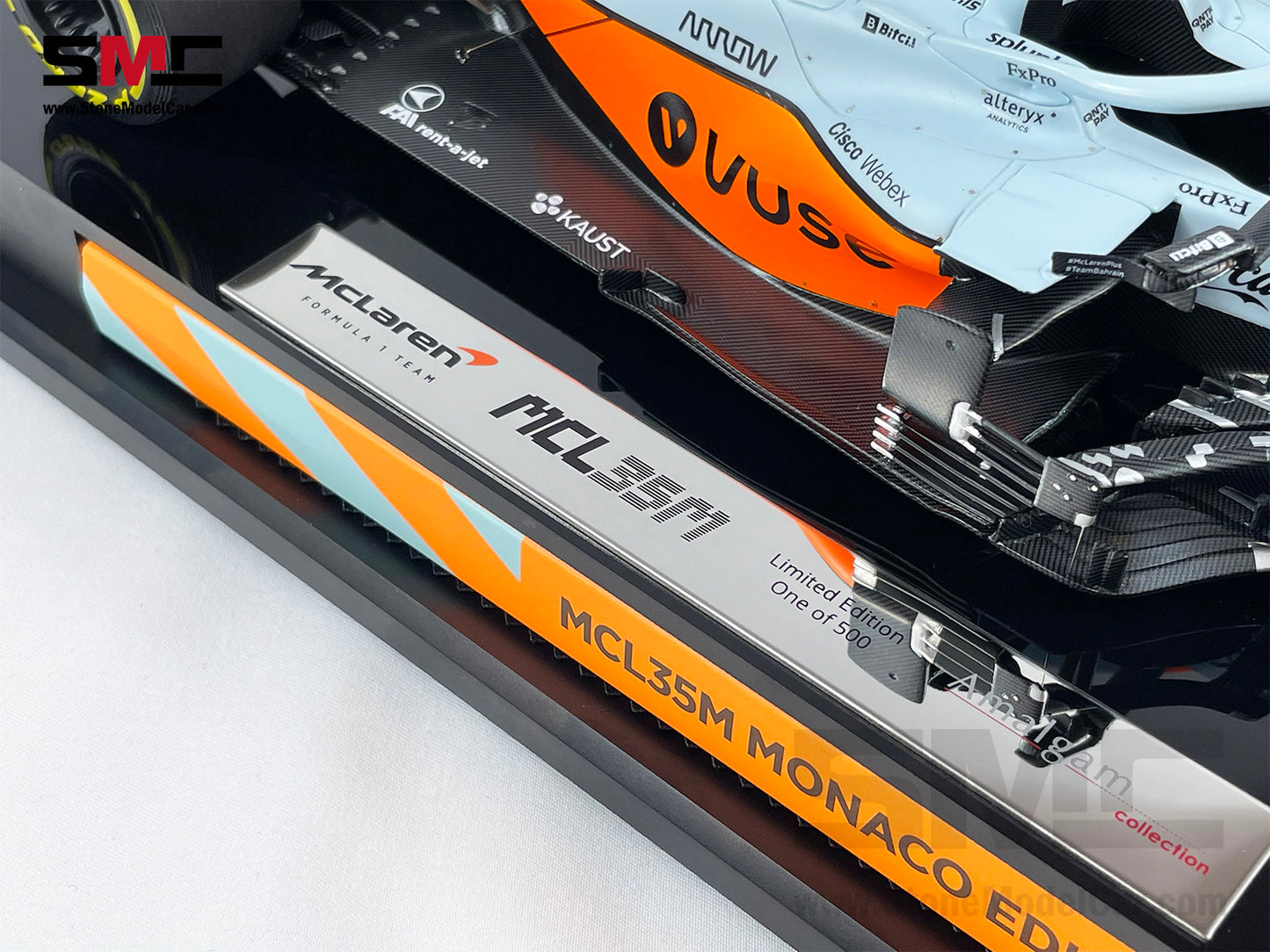 Amalgam Collection 2021 1:18 Mclaren F1 MCL35M #4 Lando Norris Monaco GP Podium Gulf Livery with Decal