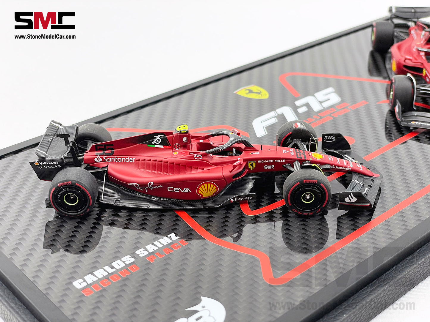 Ferrari F1-75 #16 Charles Leclerc & #55 Carlos Sainz Bahrain GP 1-2 Set F1 2022 1:43 BBR